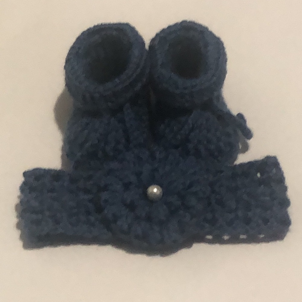 Handmade Crochet baby Botties and headband set or just the booties